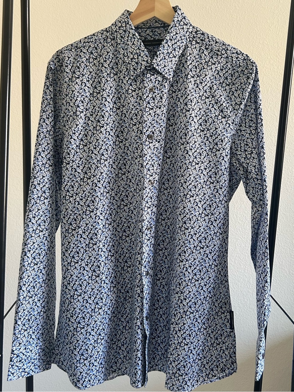 French Connection Blue Ditzy Floral Button Up Shirt NWT Medium